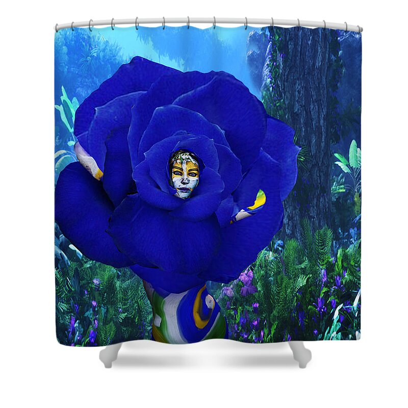 Blue Shower Curtain featuring the digital art Blue Rose by Williem McWhorter