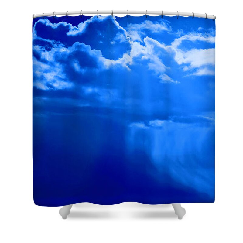 Blue Shower Curtain featuring the photograph Blue Sky by Alina Oswald