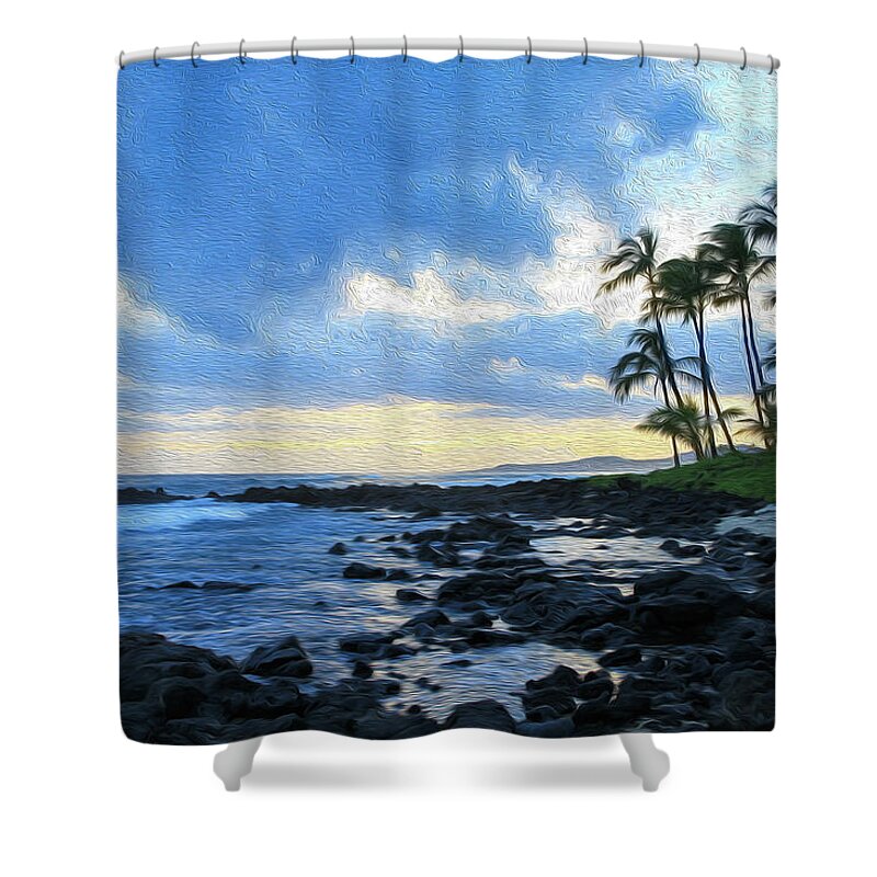 Hawaii Shower Curtain featuring the photograph Blue Sunset Painting by Robert Carter