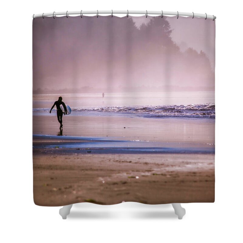 Beach Shower Curtain featuring the photograph Blue Surf by Sally Bauer