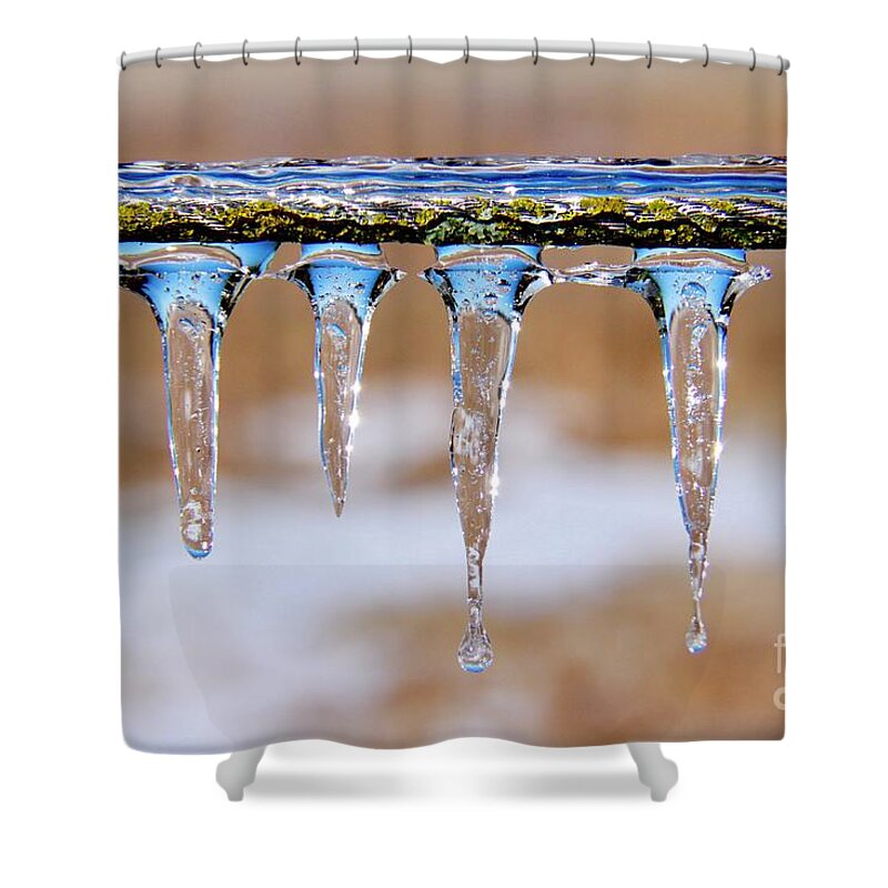 Ice Shower Curtain featuring the photograph Blue Tears by Suzanne Oesterling