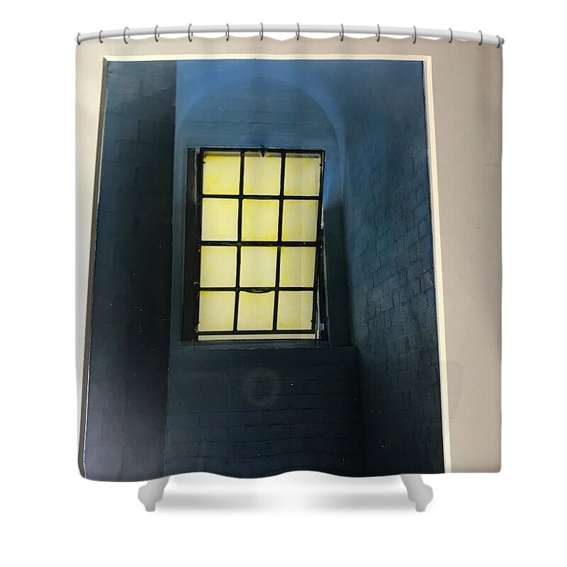 Landscape Shower Curtain featuring the photograph Blue Tower by Jean Wolfrum
