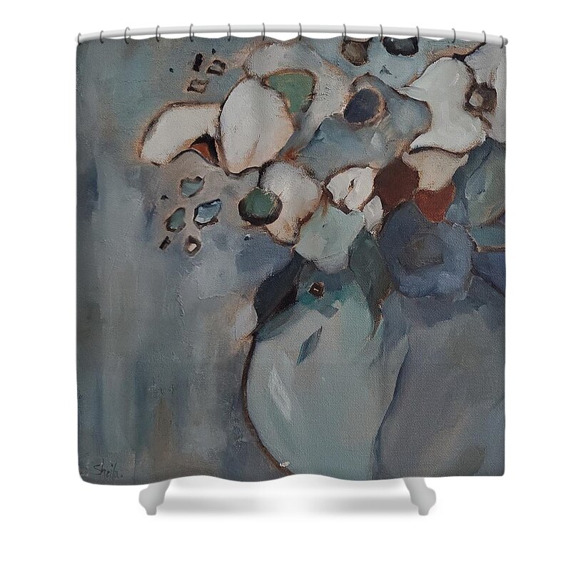 Floral Art Shower Curtain featuring the painting Blue Valentine by Sheila Romard