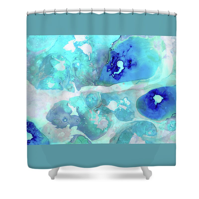 Blue Shower Curtain featuring the painting Blue Vitality - Abstract Modern Art - Sharon Cummings by Sharon Cummings