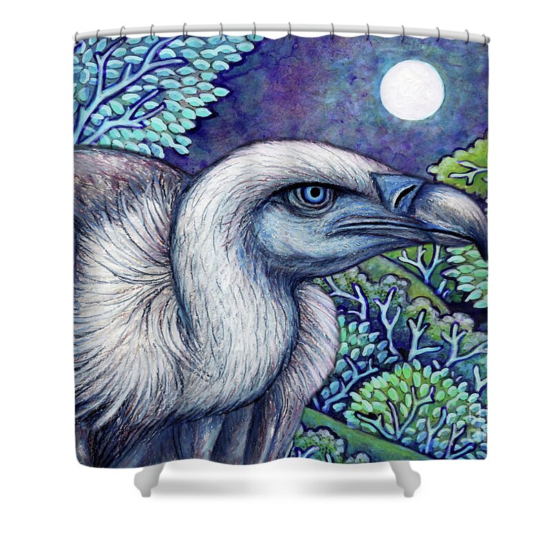 Vulture Shower Curtain featuring the painting Blue Vulture Moon by Amy E Fraser