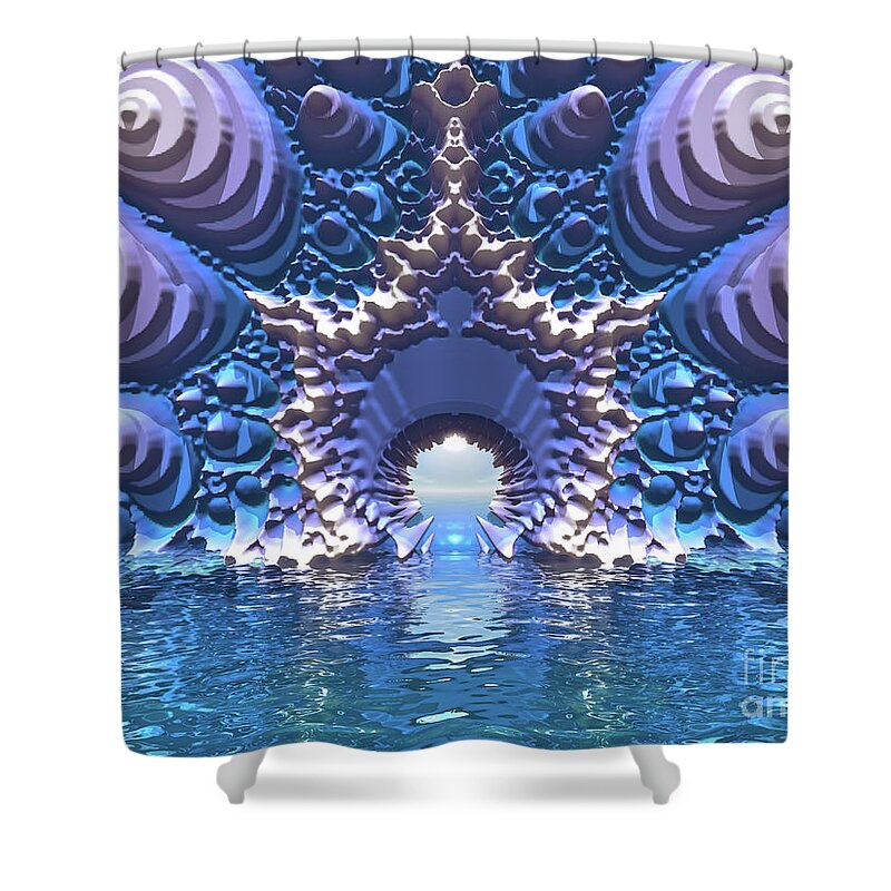Digital Art Shower Curtain featuring the digital art Blue Water Passage by Phil Perkins