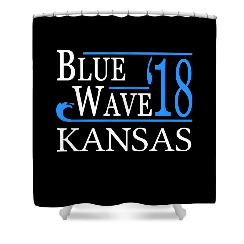 Election Shower Curtain featuring the digital art Blue Wave KANSAS Vote Democrat by Flippin Sweet Gear