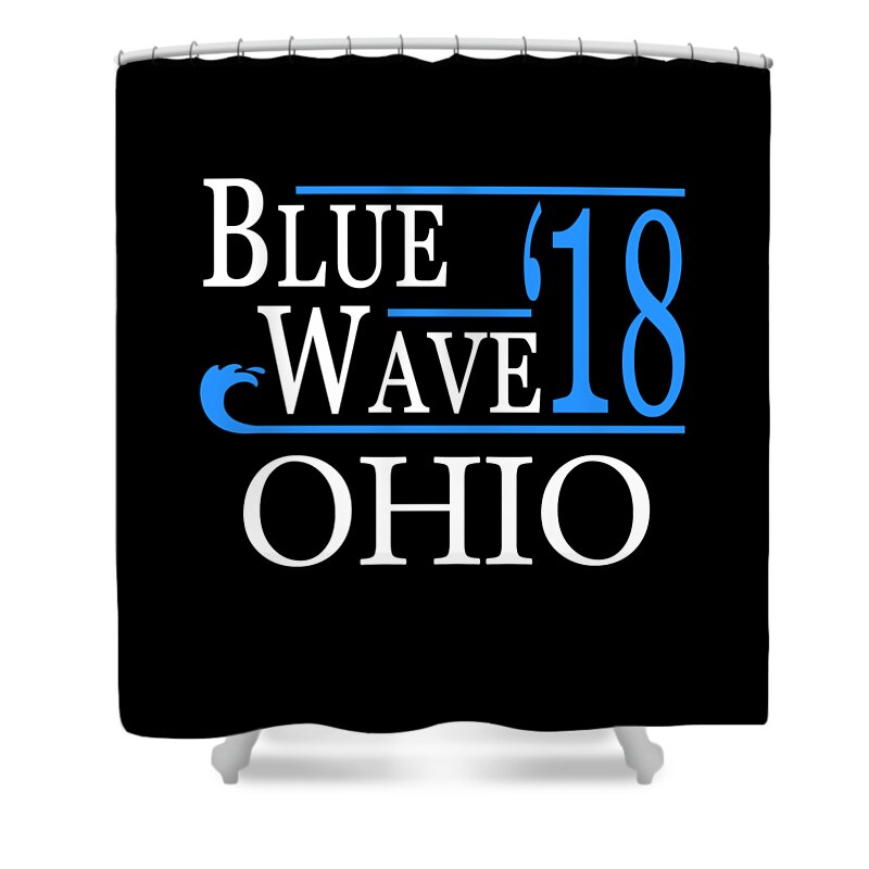 Election Shower Curtain featuring the digital art Blue Wave OHIO Vote Democrat by Flippin Sweet Gear