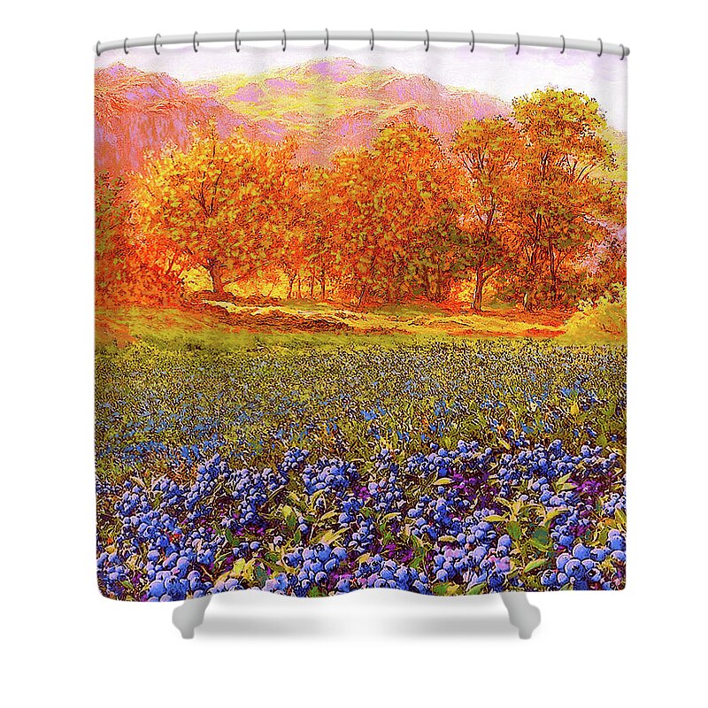 Tree Shower Curtain featuring the painting Blueberry Fields by Jane Small