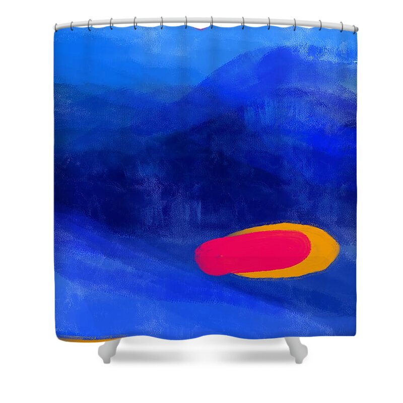 Abstract Shower Curtain featuring the digital art Blueish - Modern Colorful Abstract Digital Art by Sambel Pedes