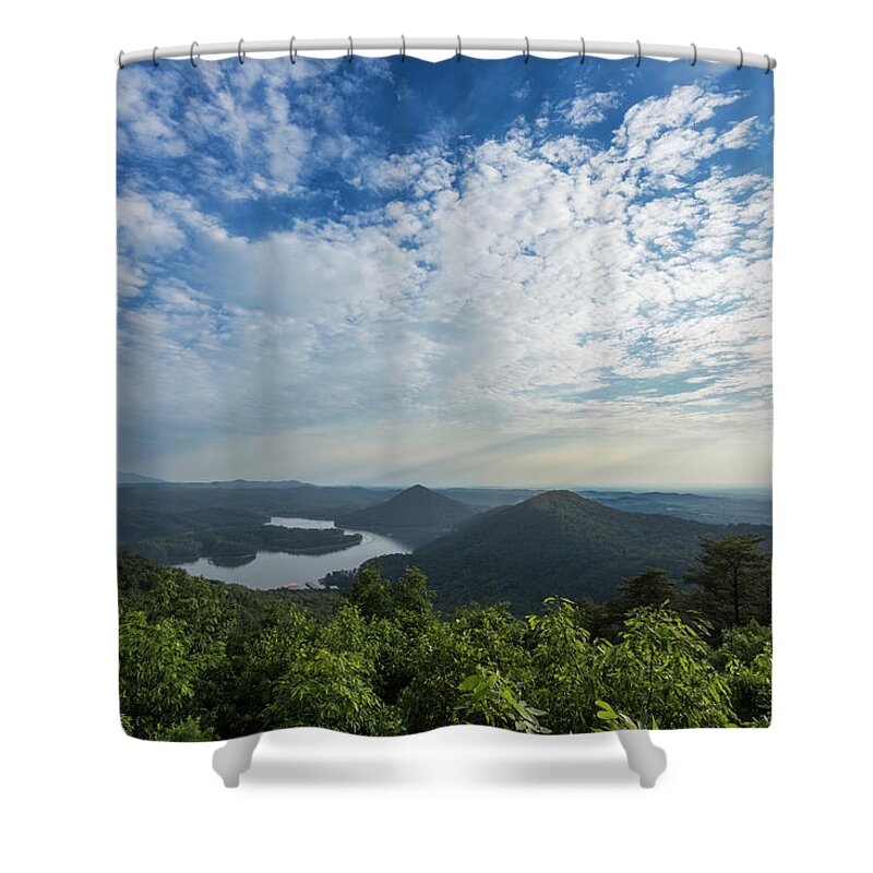 Benton Shower Curtain featuring the photograph Blues and Greens of the Smoky Blue Ridge Mountains by Debra and Dave Vanderlaan