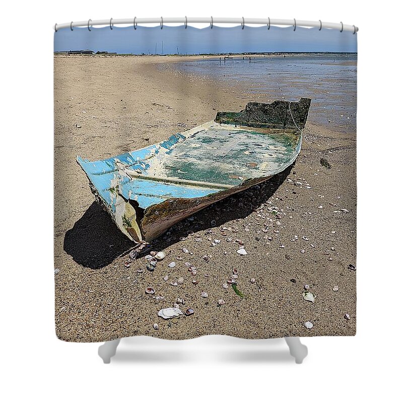Nature Shower Curtain featuring the painting Boat Revealed by Annalisa Rivera-Franz