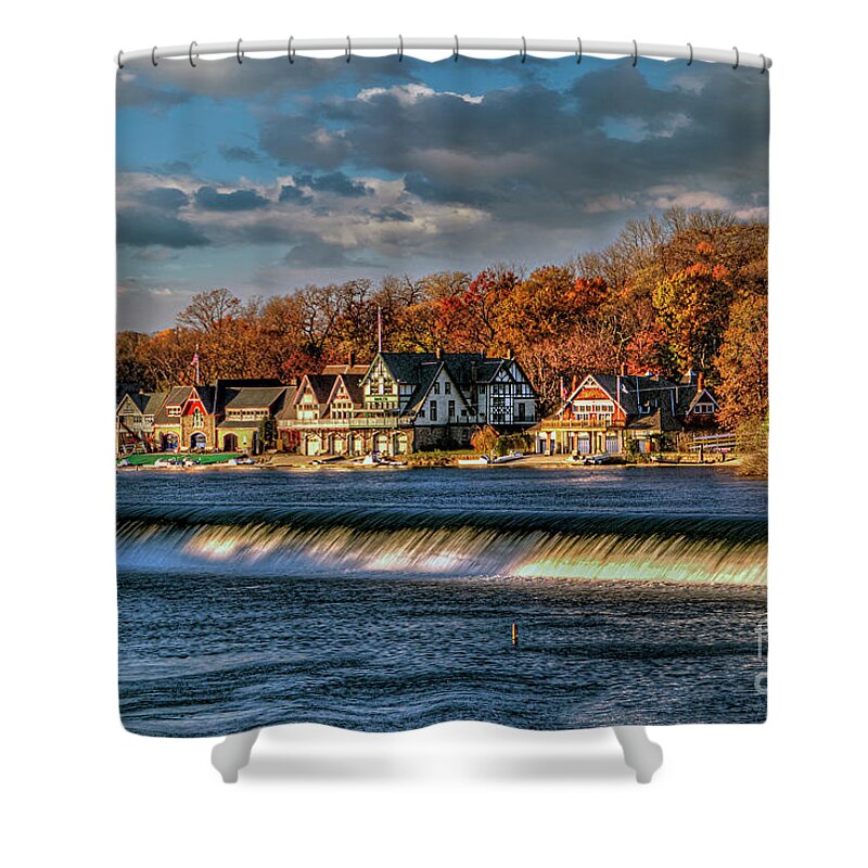 Boathouse Row Shower Curtain featuring the photograph Boathouse Row Water flowing Philadelphia by David Zanzinger