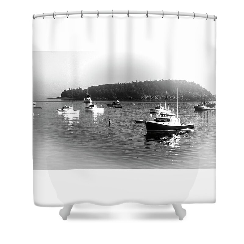 Bar Harbor Shower Curtain featuring the photograph Boats in Fishermen's Bay Bar Harbor by James C Richardson