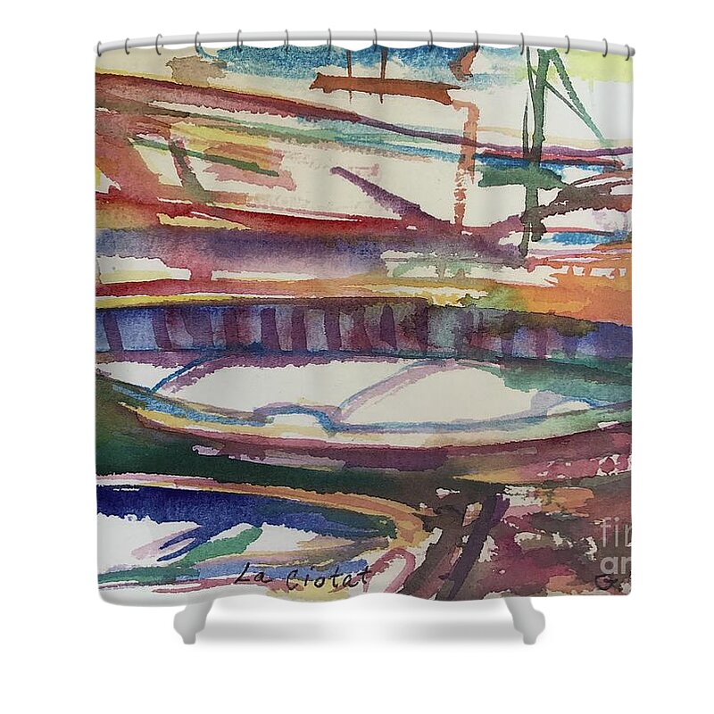 Boats Shower Curtain featuring the painting Boats of La Ciotat by Glen Neff