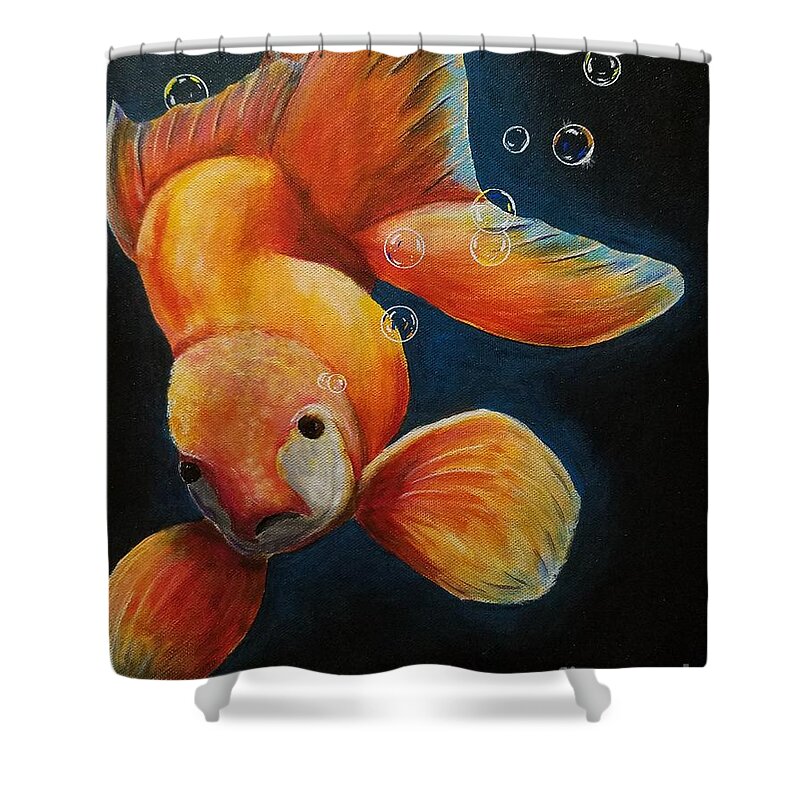 Goldfish Shower Curtain featuring the painting Bob by Jimmy Chuck Smith