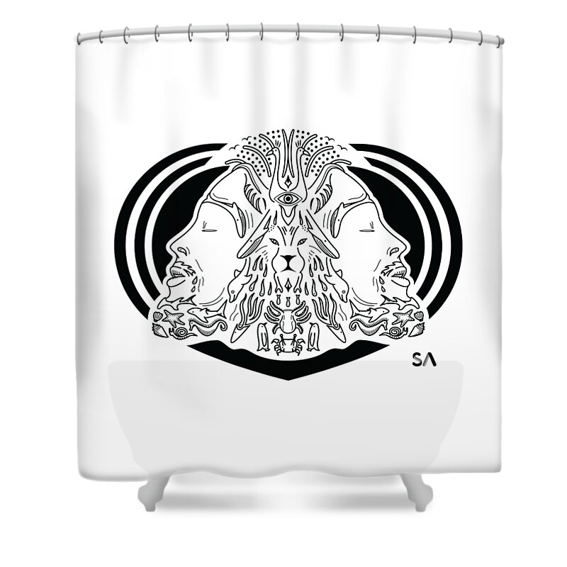 Black And White Shower Curtain featuring the digital art Bob Marley by Silvio Ary Cavalcante