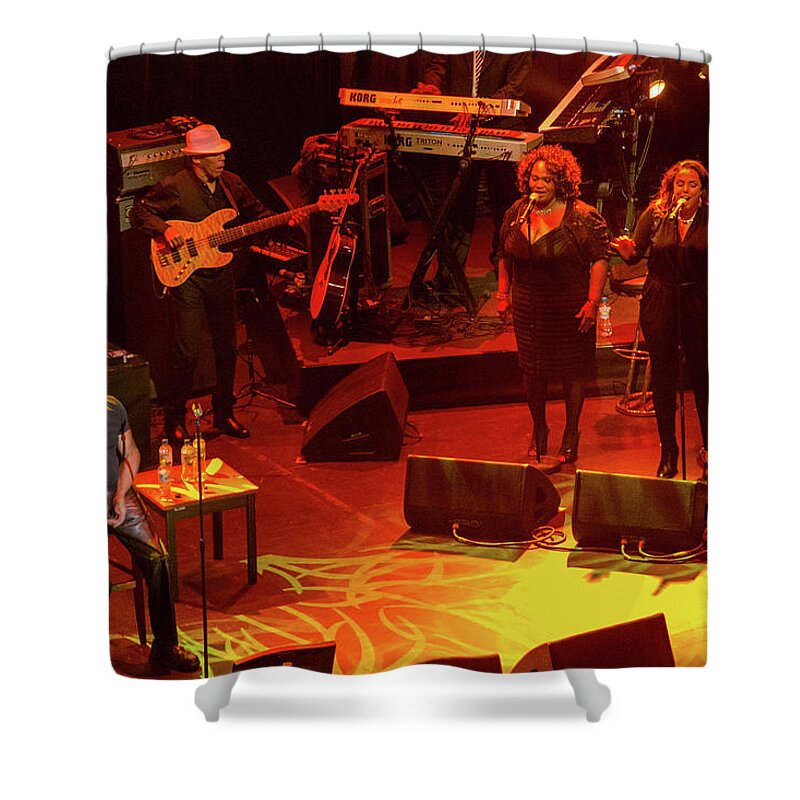 Royal Albert Hall Shower Curtain featuring the photograph Bobby Womack in concert at Royal Albert Hall by Andrew Lalchan
