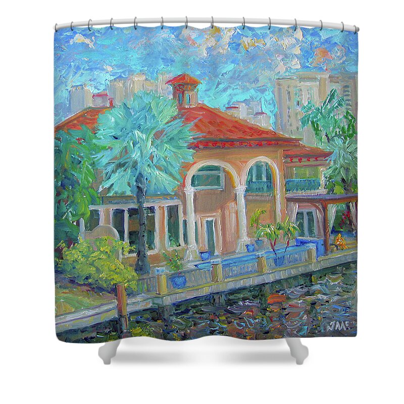 House Shower Curtain featuring the painting Boca Lifestyle by John McCormick