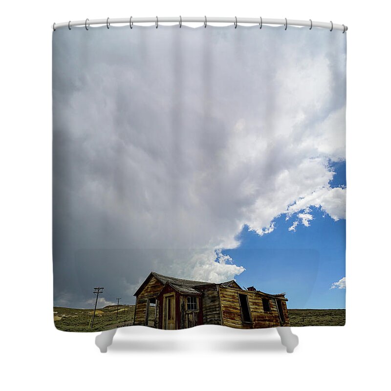 Bodie State Historic Park Shower Curtain featuring the photograph Bodie Sky by Brett Harvey