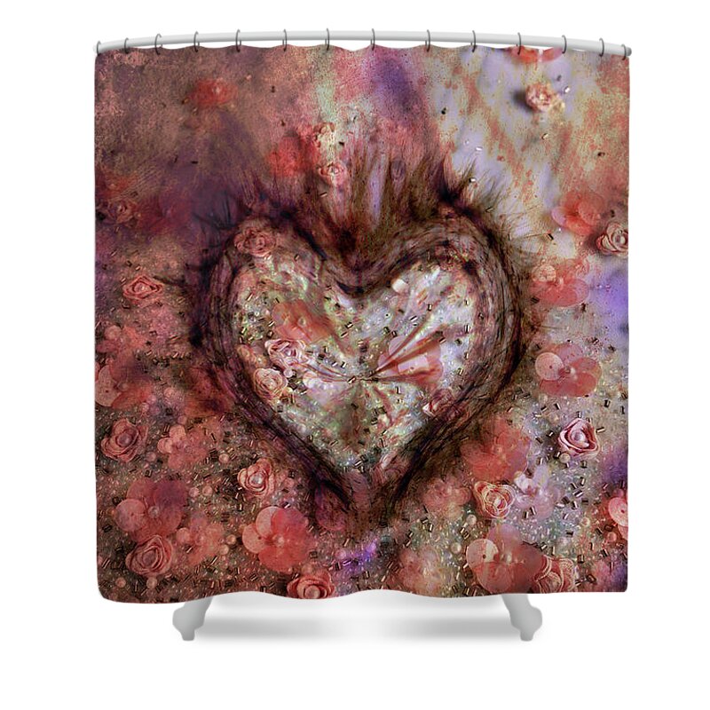 Bohemian Heart Shower Curtain featuring the digital art Bohemian heart by Linda Sannuti