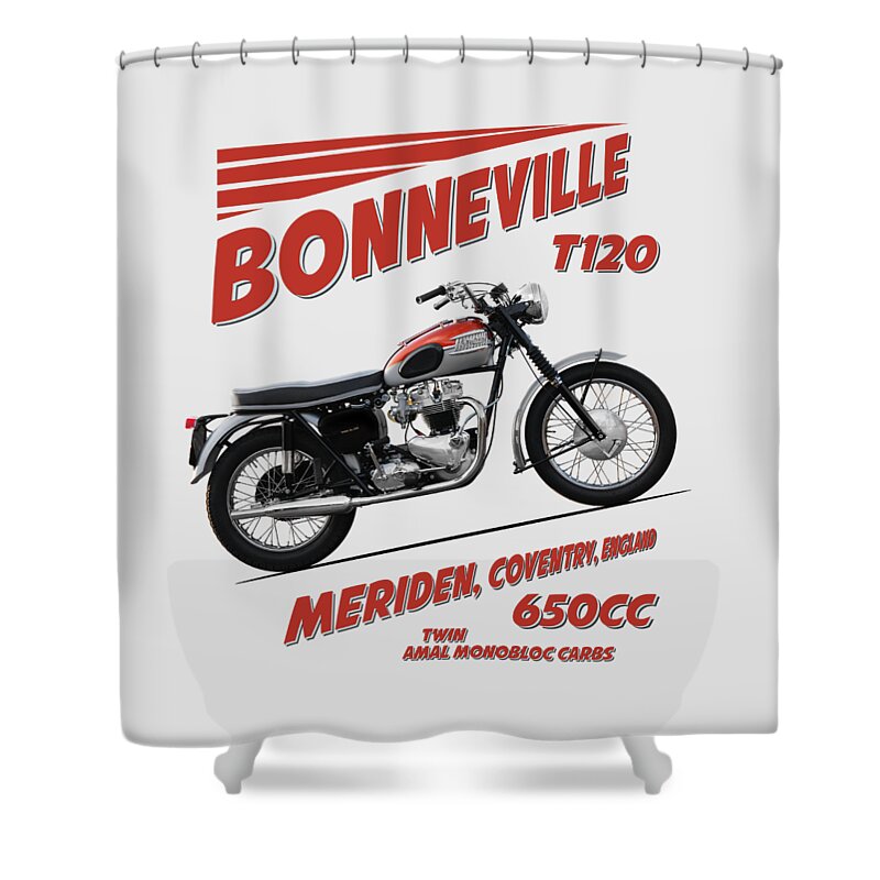 Bonneville T120 Shower Curtain featuring the photograph Bonneville T120 1962 by Mark Rogan