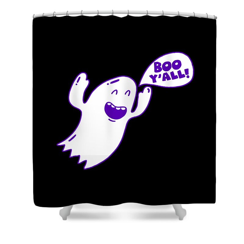 Funny Shower Curtain featuring the digital art Boo Yall Ghost by Flippin Sweet Gear
