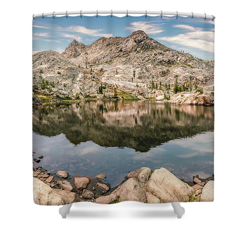 Boomerang Lake Shower Curtain featuring the photograph Boomerang Lake Panorama by Gary Geddes
