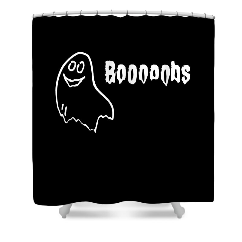 Cool Shower Curtain featuring the digital art Booooobs Boo Halloween Ghost by Flippin Sweet Gear