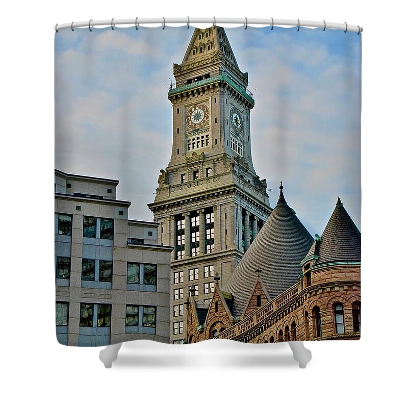 Boston Shower Curtain featuring the photograph Boston City Hall by Frozen in Time Fine Art Photography