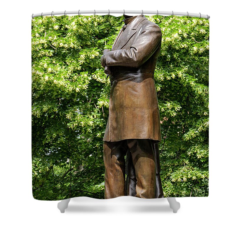 Boston Shower Curtain featuring the photograph Boston Public Gardens Charles Sumner Statue by Bob Phillips