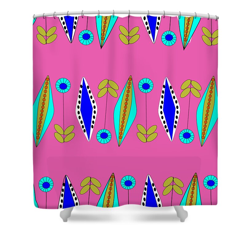 Mid Century Modern Shower Curtain featuring the digital art Botanical 1 Transparent Background by Donna Mibus