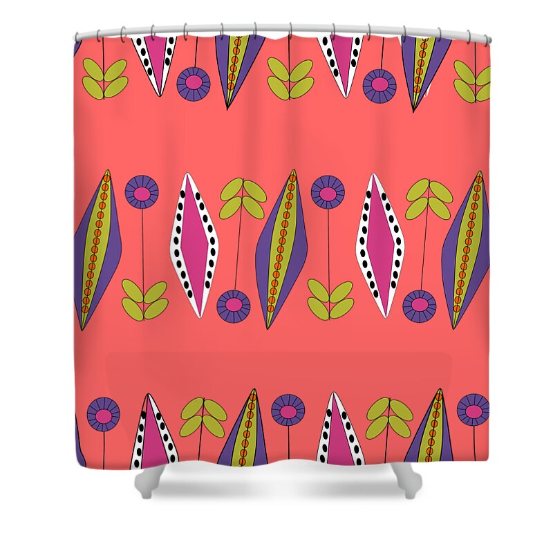 Mid Century Modern Shower Curtain featuring the digital art Botanical 2 Transparent Background by Donna Mibus