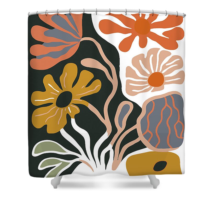 Botanical Flower Shower Curtain featuring the painting Botanical Flower 06 by Jackie Medow-Jacobson