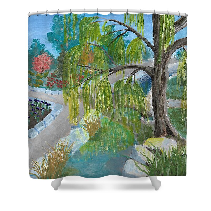 Willow Shower Curtain featuring the painting Botanical Garden by David Bigelow