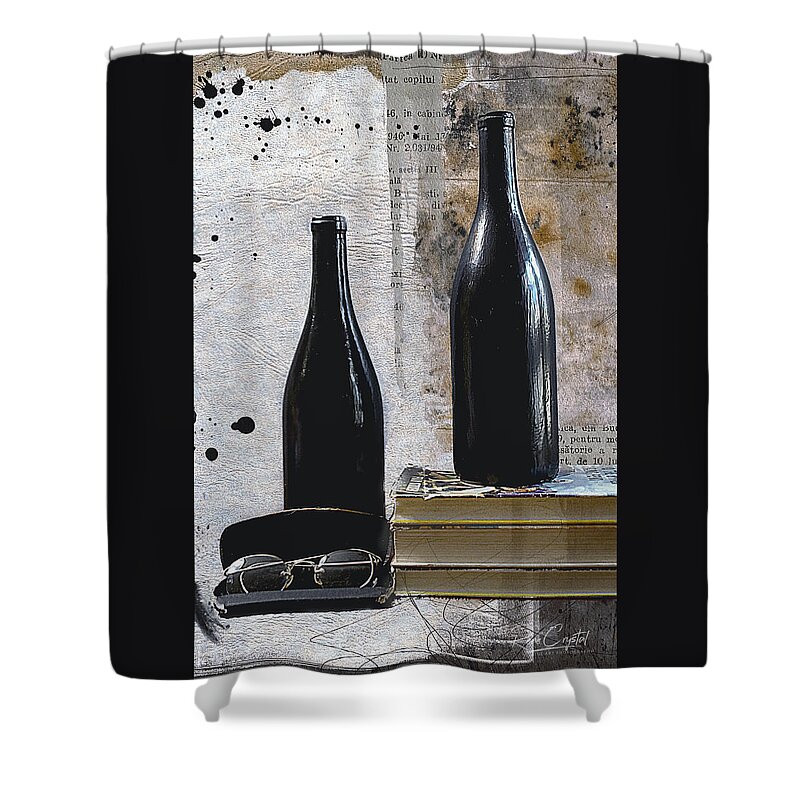 Bottles Shower Curtain featuring the photograph Bottles N Books by Rene Crystal