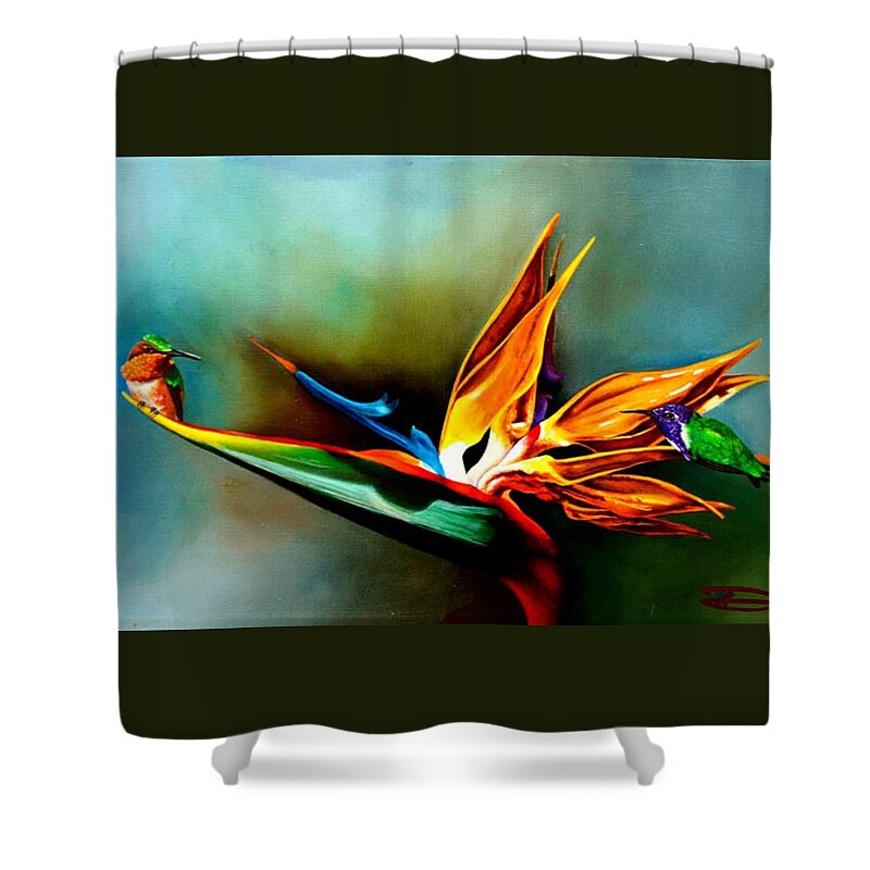 Birds Shower Curtain featuring the painting Boundaries by Dana Newman