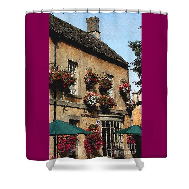 Bourton-on-the-water Shower Curtain featuring the photograph Bourton Pub by Brian Watt
