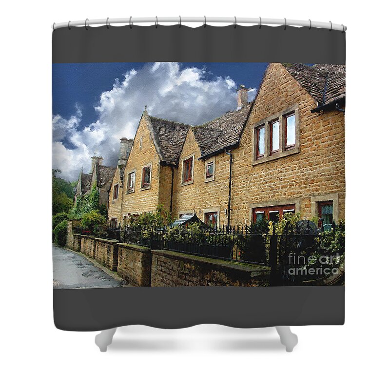 Bourton-on-the-water Shower Curtain featuring the photograph Bourton Row Houses by Brian Watt