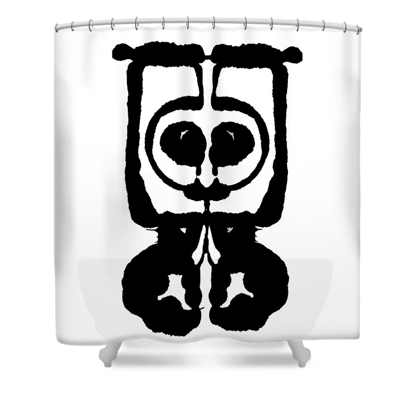 Bold Shower Curtain featuring the painting Box Head Being by Stephenie Zagorski