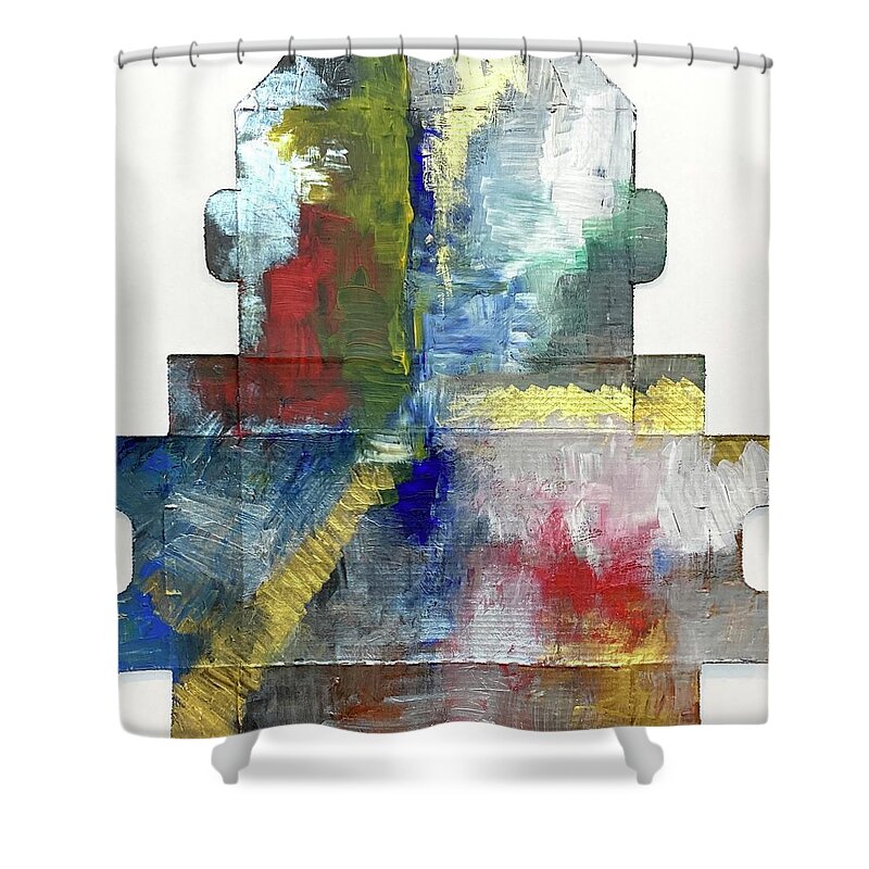 Unfolded Box Shower Curtain featuring the painting Box III by David Euler