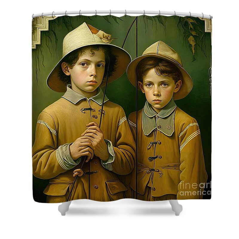 Norman Rockwell Shower Curtain featuring the photograph Boys Gone Fishing 023 by Jack Torcello
