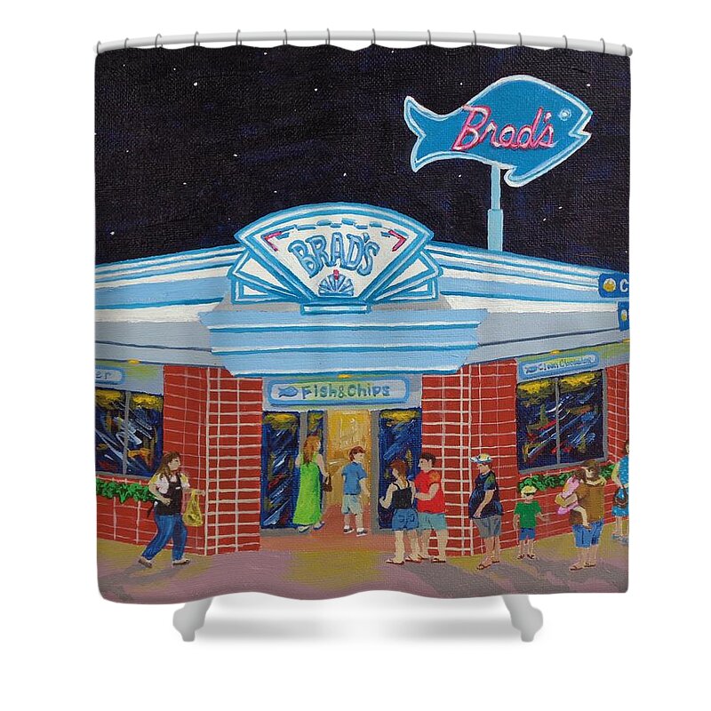 Brads Shower Curtain featuring the painting Brad's Pismo Beach California by Katherine Young-Beck