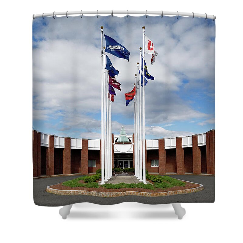 Landscape Shower Curtain featuring the photograph Brandeis University Gosman Sports and Convocaton Center by Betty Denise