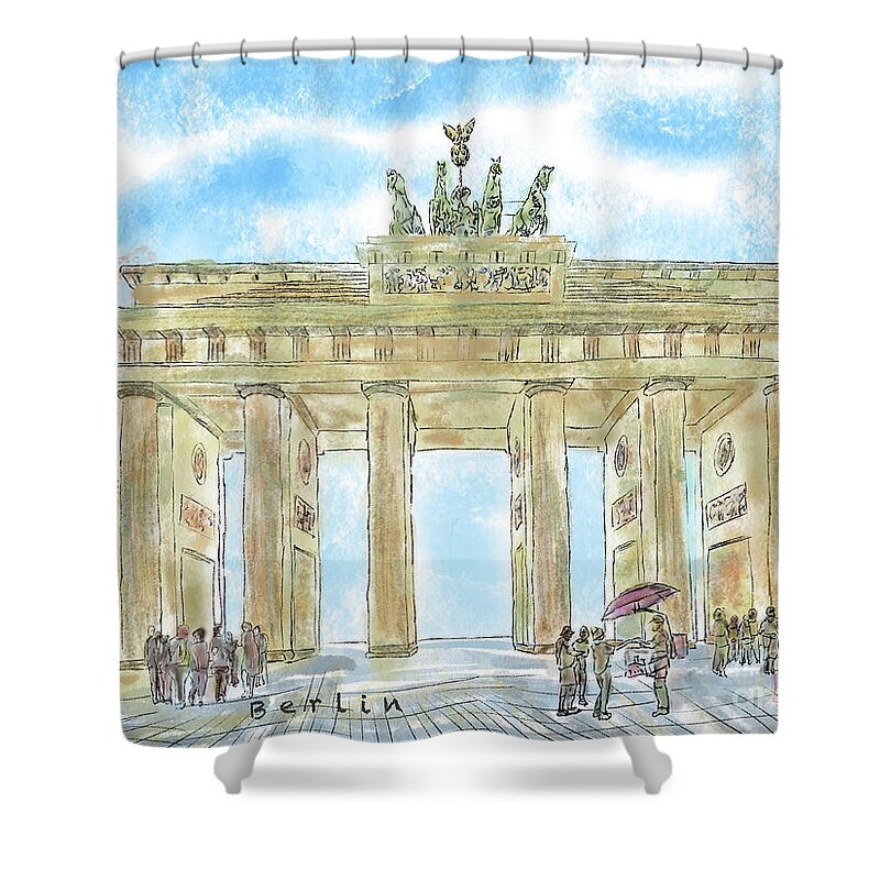 Germany Shower Curtain featuring the painting Brandenburg Gate, Berlin, Germany by Horst Rosenberger