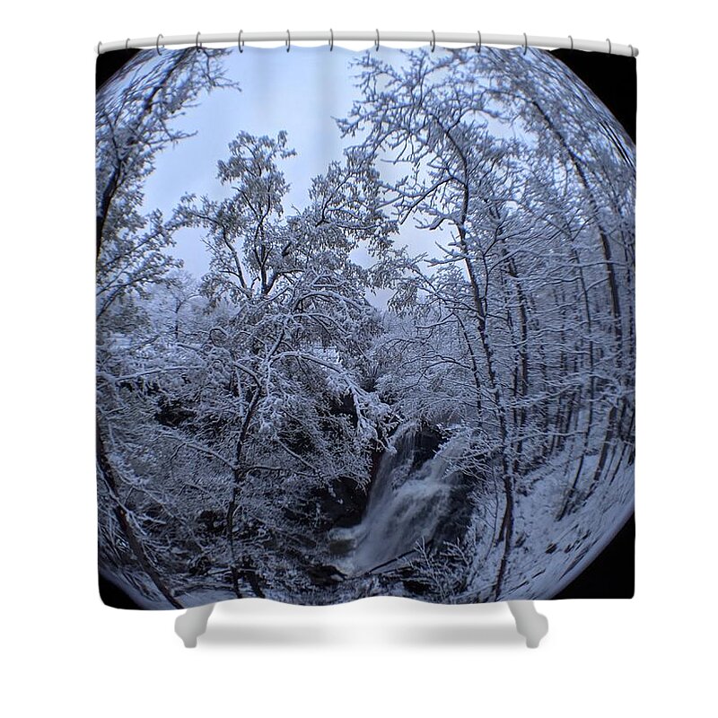 Brandywine Falls Shower Curtain featuring the photograph Brandywine Falls in a Snow Globe by Brad Nellis