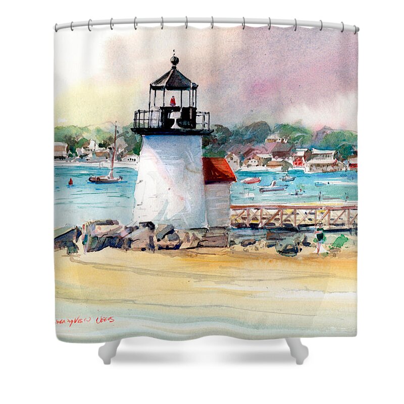 Nantucket Shower Curtain featuring the painting Brant Point Light by P Anthony Visco