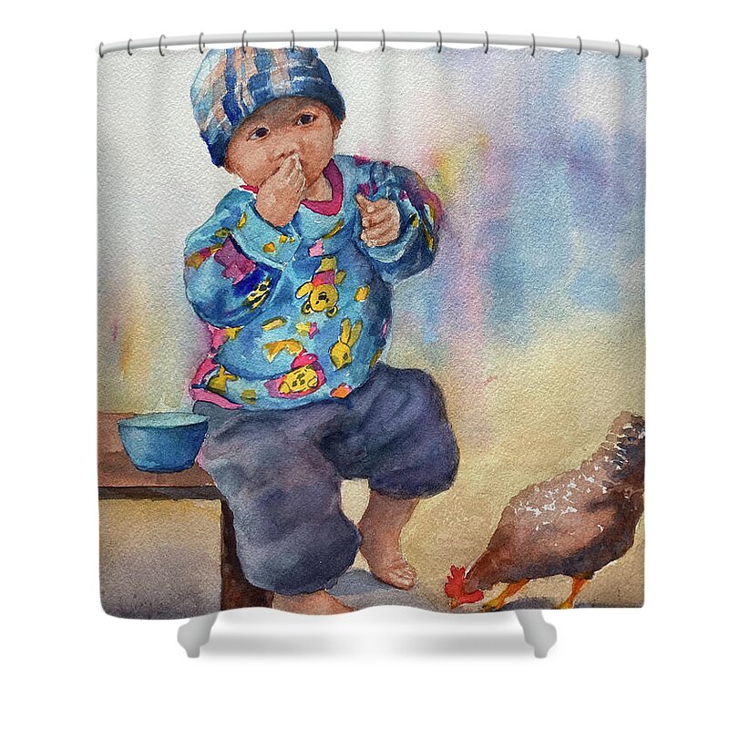  Shower Curtain featuring the painting Breakfast by Barbara Parisien