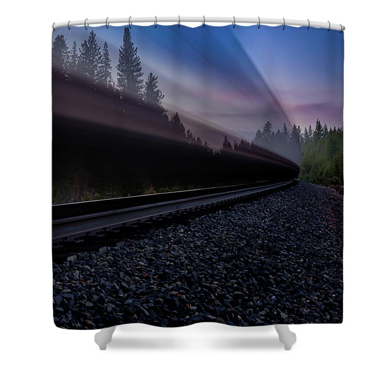 Slow Shutter Shower Curtain featuring the photograph Breaking the Calm by Mike Lee