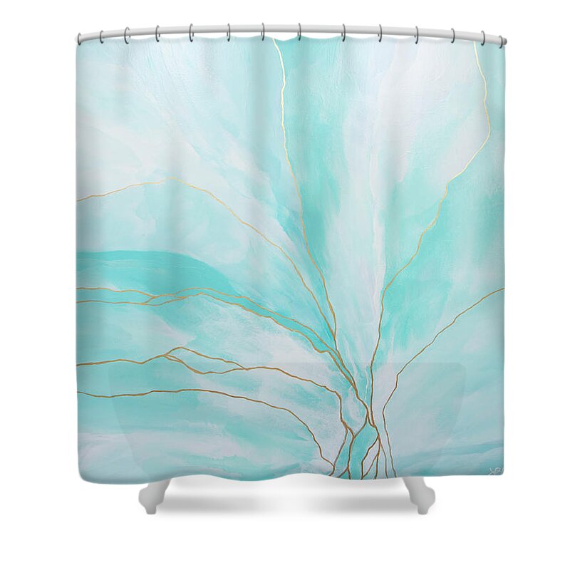 Teal Shower Curtain featuring the painting Breathlessness by Linda Bailey